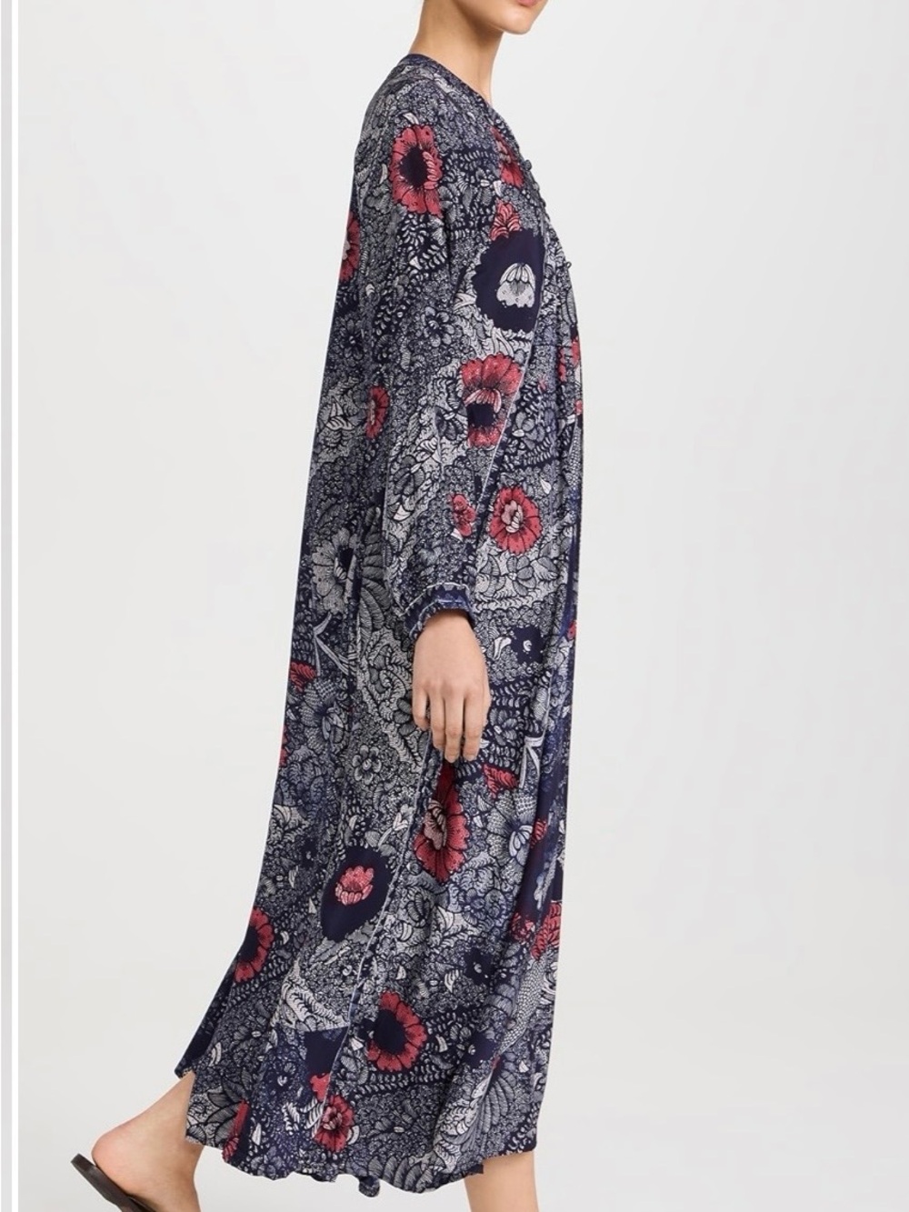 Natalie Martin Silk Fiore Maxi in Peacock Blue Ink - Picture 3 of 9